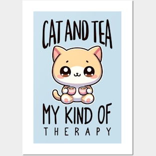 Cats & Tea My Therapy Posters and Art